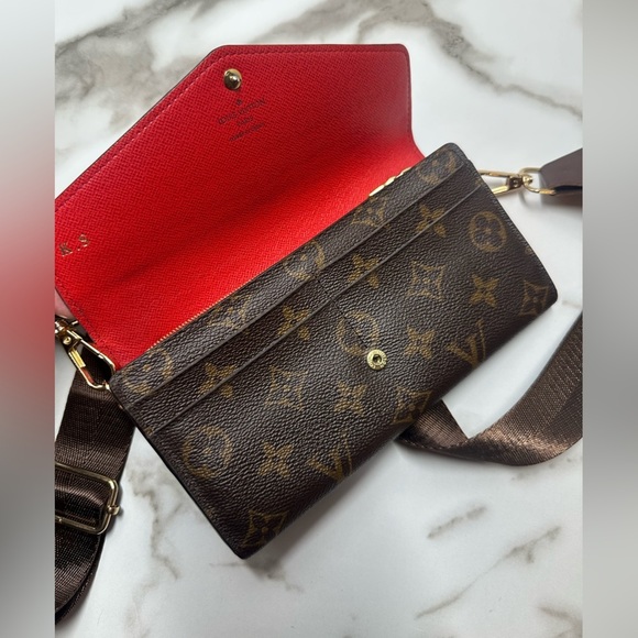 Authentic LOUIS VUITTON Monogram Sarah Wallet to Crossbody Shoulder Bag - Picture 11 of 12